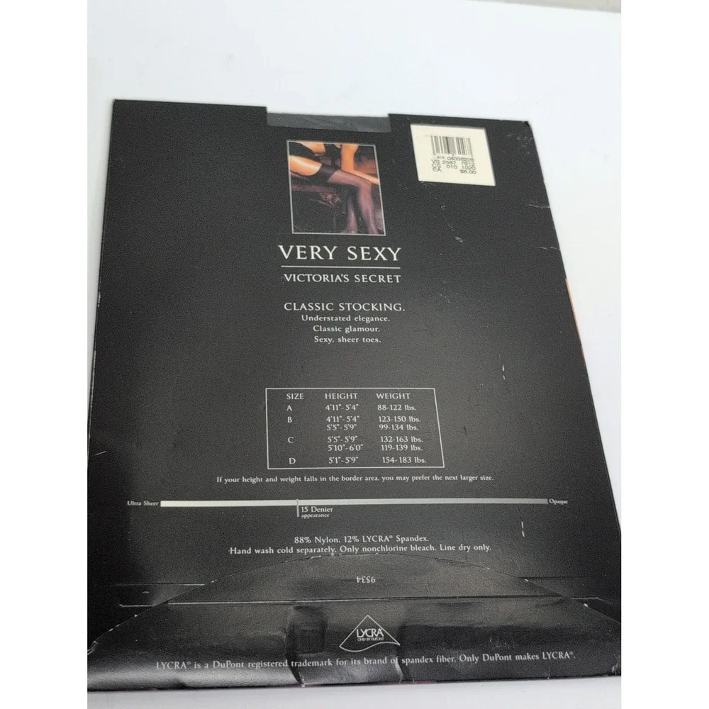 Vtg Victoria's Secret VERY SEXY Classic Stocking Ivory Size B Thigh High NIP Y2k